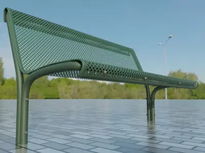 Green Park Bench 3 - Low-Poly Version - Low-poly 3D model