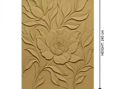 Modern floral Relief Panel Wall Decor Set STL Mural CNC 363  3D model