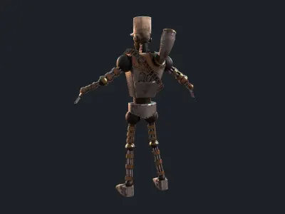 Mexican Steampunk Robot Soldier Low-poly 3D model