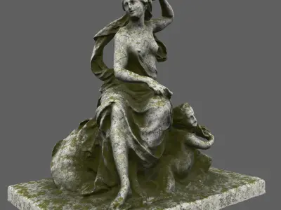 statue 4 of woman on rock 3D model
