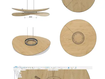Wooden Dual Disk Pendant Light 3D Model for CNC 3D Printing 3D print model