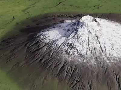 The volcano covered with snow on its top 3D model
