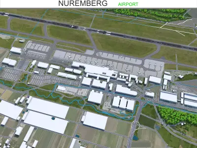Nuremberg Airport 10km Low-poly 3D model