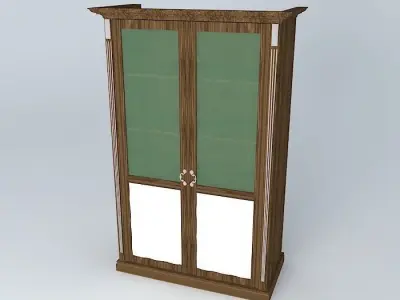 closet wooden cabinet with glass doors Free 3D model