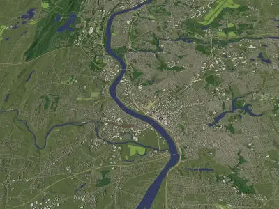 Springfield Massachusetts USA in 20 km x 20 km - city and urban 3D model
