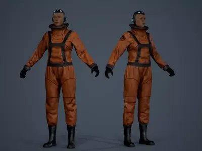 Space X Game Ready man in orange suit Low-poly 3D model