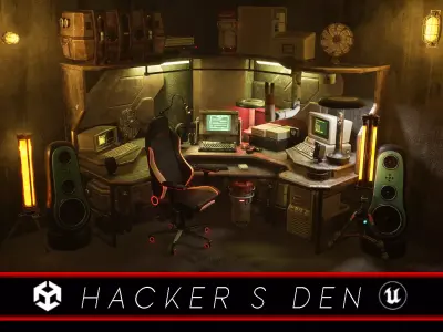 Sci-Fi Hacker Den  3D Model Pack