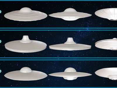 25 Sci Fi Flying Saucer UFO Base mesh V1 Low-poly 3D model