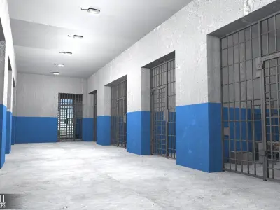 Prison cell - interior and props Low-poly 3D model