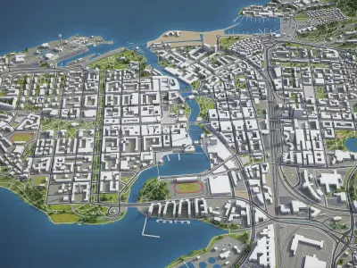 Tampere - 3D City Model Low-poly 3D model