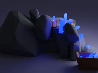 GoldMine wooden box with lights Low-poly 3D model