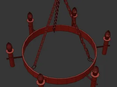 Finland gold chandelier with six candle lights 3D model