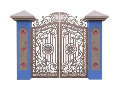 Decorative Ornate Garden Gate Low Poly PBR 3D Model Low-poly 3D model