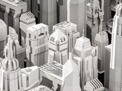 Cyberpunk modern low poly sci-fi skyscrapers  Low-poly 3D model