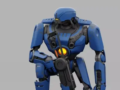 Cyborg cop  rigged 3D model