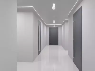 Hallway with walls and doors 3D model