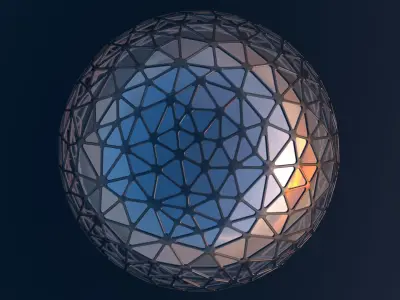 Sci-Fi Glass Dome Tessellated windows 3D model