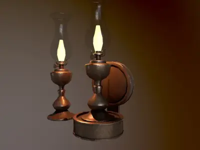 Old Wall Lantern Low-poly 3D model