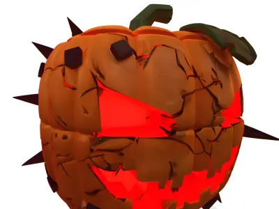 Spiked Evil Pumpkin Stylized Halloween 3D Model 3D model