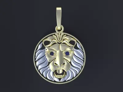  Lion pendant with stones for CNC or  3D print model