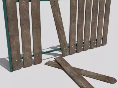 Old Wooden Fence Low-poly 3D model