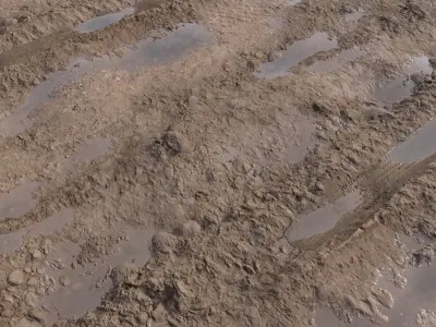 Low-Poly and High-Poly Dirt Roads Low-poly 3D model