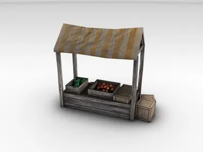 Market Stand Low-poly 3D model