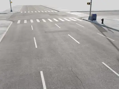  City Roads Low-poly 3D model