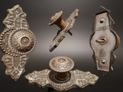 Old Doorknob  Low-poly 3D model