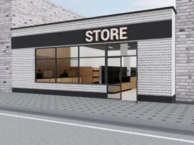 Supermarket store front 3D model