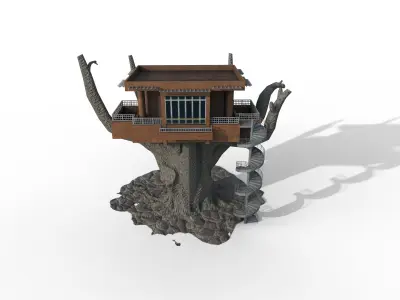 Naha Treehouse  3D Model Low-poly 3D model