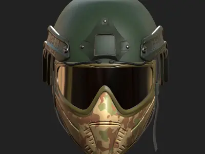 Helmet mask millitary combat soldier armor scifi fantasy  Low-poly 3D model