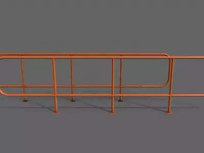 PBR Pedestrian Guard Rail Orange V5 Low-poly 3D model