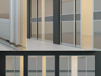 Sliding door  Partition Case-compartment  8 3D model