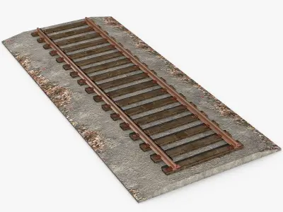 Railroad train track with flowers 3D model