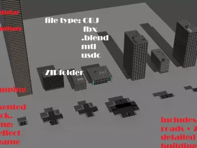modular city asset pack Free low-poly 3D model
