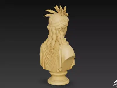 Greek God Dionysus Bust Low-poly 3D model