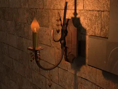Candlestick wall sconce with candle Free 3D model