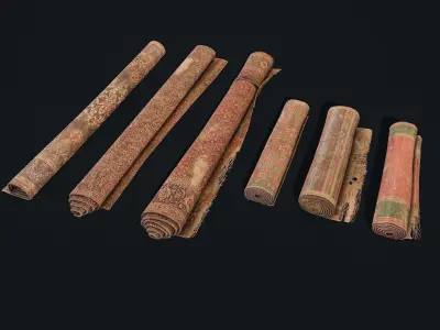 Folded Carpets Low-poly 3D model