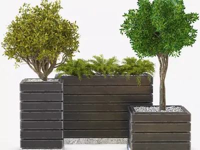Flowerbox Wood Concrete Vol1 3D model