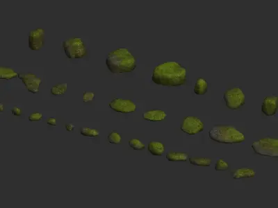 Assorted Rocks - Moss Low-poly 3D model