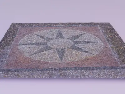 Pebble stone mosaic sidewalk raw scan 3D model