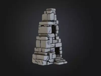 Ancient Stone Ruin Tower Low-poly 3D model