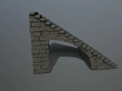 stairs stone wall Low-poly 3D model