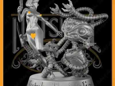 Nutshell Atelier - Space girl and Monster - NSFW 3D print model