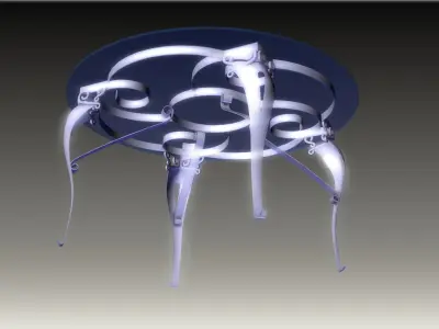 Round table with spirals wrought iron and glass 3D model