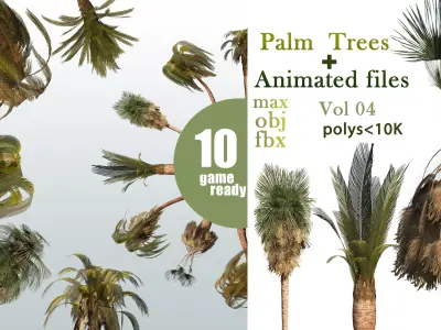 10 Palm Trees VOL 04 And Animated Files Low-poly 3D model