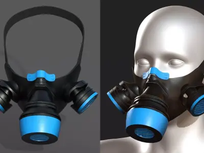 Gas mask protection futuristic fantasy plastic  Low-poly 3D model