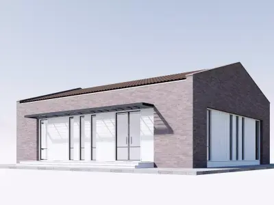 Commercial building Low-poly 3D model