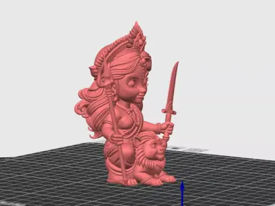Goddess Durga Chibi Style Hindu Warrior Goddess FDM Resin Ready 3D print model
